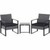 Outsunny 3 Pieces Rattan Patio Bistro Set 2 Chairs Coffee Side Table Set -Outsunny store 11678742 1
