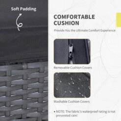 Outsunny 3 Pieces Rattan Patio Bistro Set 2 Chairs Coffee Side Table Set -Outsunny store 11678742 5