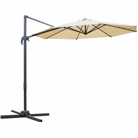 Outsunny 3(m) Garden Banana Parasol Patio Cantilever Hanging Umbrella Beige Outsunny 3(m) Garden Banana Parasol Patio Cantilever Hanging Umbrella Beige -Outsunny store 11678812 1