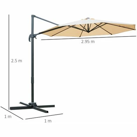 Outsunny 3(m) Garden Banana Parasol Patio Cantilever Hanging Umbrella Beige Outsunny 3(m) Garden Banana Parasol Patio Cantilever Hanging Umbrella Beige -Outsunny store 11678812 2
