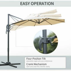 Outsunny 3(m) Garden Banana Parasol Patio Cantilever Hanging Umbrella Beige 5 Outsunny 3(m) Garden Banana Parasol Patio Cantilever Hanging Umbrella Beige -Outsunny store 11678812 4