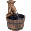 Outsunny Garden Wood Barrel Pump Patio Electric Water Fountain Deck Feature New -Outsunny store 11678953 1