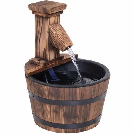 Outsunny Garden Wood Barrel Pump Patio Electric Water Fountain Deck Feature New Outsunny Garden Wood Barrel Pump Patio Electric Water Fountain Deck Feature New -Outsunny store 11678953 1