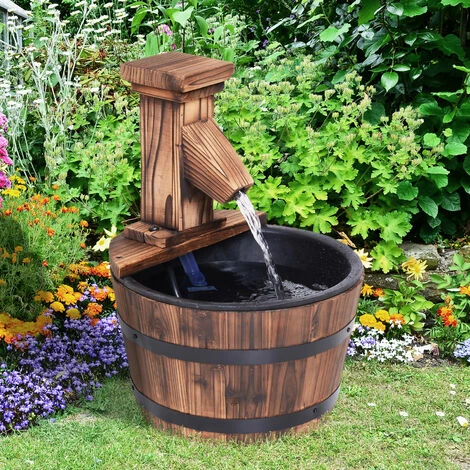 Outsunny Garden Wood Barrel Pump Patio Electric Water Fountain Deck Feature New Outsunny Garden Wood Barrel Pump Patio Electric Water Fountain Deck Feature New -Outsunny store 11678953 3