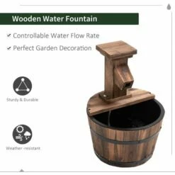 Outsunny Garden Wood Barrel Pump Patio Electric Water Fountain Deck Feature New 5 Outsunny Garden Wood Barrel Pump Patio Electric Water Fountain Deck Feature New -Outsunny store 11678953 4