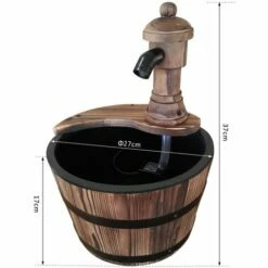 Outsunny Garden Barrel Water Fountain Patio Wood Electric Water Feature W/ Pump -Outsunny store 11678956 2