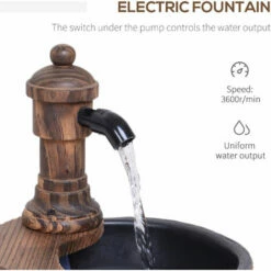 Outsunny Garden Barrel Water Fountain Patio Wood Electric Water Feature W/ Pump -Outsunny store 11678956 4