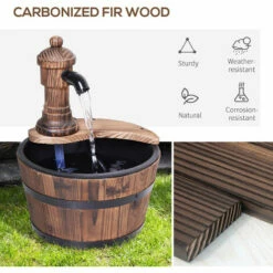 Outsunny Garden Barrel Water Fountain Patio Wood Electric Water Feature W/ Pump -Outsunny store 11678956 5