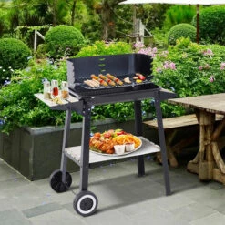 Outsunny Charcoal BBQ Grill Trolley Barbecue Patio Outdoor Garden Heating Smoker -Outsunny store 11678967 3