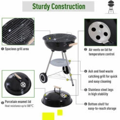 Outsunny Portable Round Kettle Charcoal Grill BBQ Outdoor Heat Control Party 6 Outsunny Portable Round Kettle Charcoal Grill BBQ Outdoor Heat Control Party -Outsunny store 11678970 5