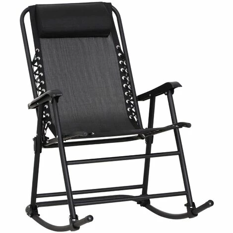 Outsunny Folding Rocking Chair Outdoor Portable Zero Gravity Chair Black Outsunny Folding Rocking Chair Outdoor Portable Zero Gravity Chair Black -Outsunny store 11678981 1