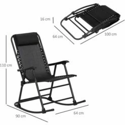 Outsunny Folding Rocking Chair Outdoor Portable Zero Gravity Chair Black 3 Outsunny Folding Rocking Chair Outdoor Portable Zero Gravity Chair Black -Outsunny store 11678981 2