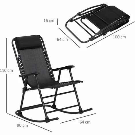 Outsunny Folding Rocking Chair Outdoor Portable Zero Gravity Chair Black Outsunny Folding Rocking Chair Outdoor Portable Zero Gravity Chair Black -Outsunny store 11678981 2