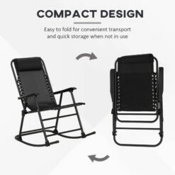 Outsunny Folding Rocking Chair Outdoor Portable Zero Gravity Chair Black 5 Outsunny Folding Rocking Chair Outdoor Portable Zero Gravity Chair Black -Outsunny store 11678981 4
