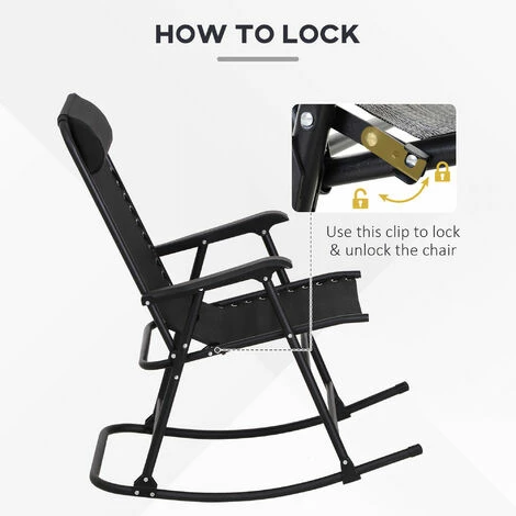 Outsunny Folding Rocking Chair Outdoor Portable Zero Gravity Chair Black Outsunny Folding Rocking Chair Outdoor Portable Zero Gravity Chair Black -Outsunny store 11678981 5