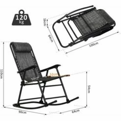Outsunny Folding Rocking Chair Outdoor Portable Zero Gravity Chair Grey -Outsunny store 11678984 2