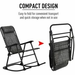Outsunny Folding Rocking Chair Outdoor Portable Zero Gravity Chair Grey -Outsunny store 11678984 4