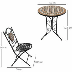 Outsunny 3 Pcs Mosaic Bistro Table Chair Set Patio Garden Dining Furniture -Outsunny store 11679003 2
