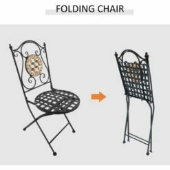 Outsunny 3 Pcs Mosaic Bistro Table Chair Set Patio Garden Dining Furniture -Outsunny store 11679003 4