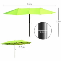 Outsunny 4.6M Garden Patio Umbrella Canopy Parasol Sun Shade W/o Base Green -Outsunny store 11679044 2