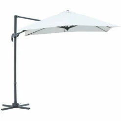 Outsunny Square Cantilever Roma Parasol 360° Rotation W/ Hand Crank, Cream White