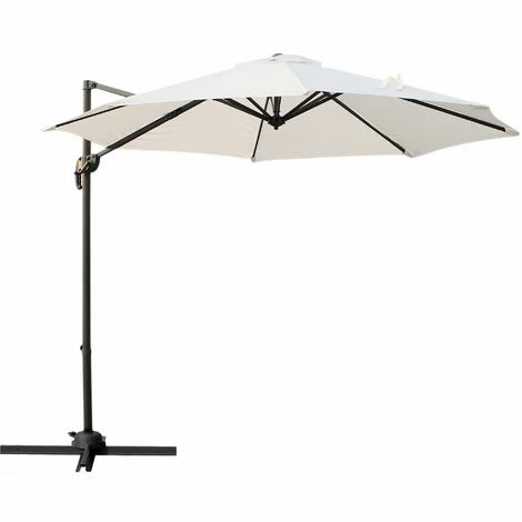 Outsunny Cantilever Roma Parasol 360° Rotation w/ Hand Crank & Base, Cream White Outsunny Cantilever Roma Parasol 360° Rotation W/ Hand Crank & Base, Cream White -Outsunny store 11679060 1