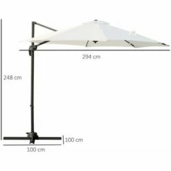 Outsunny Cantilever Roma Parasol 360° Rotation W/ Hand Crank & Base, Cream White 3 Outsunny Cantilever Roma Parasol 360° Rotation W/ Hand Crank & Base, Cream White -Outsunny store 11679060 2