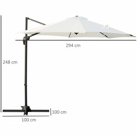 Outsunny Cantilever Roma Parasol 360° Rotation w/ Hand Crank & Base, Cream White Outsunny Cantilever Roma Parasol 360° Rotation W/ Hand Crank & Base, Cream White -Outsunny store 11679060 2