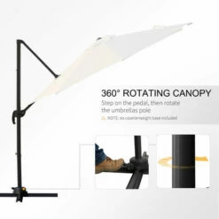 Outsunny Cantilever Roma Parasol 360° Rotation W/ Hand Crank & Base, Cream White 5 Outsunny Cantilever Roma Parasol 360° Rotation W/ Hand Crank & Base, Cream White -Outsunny store 11679060 4