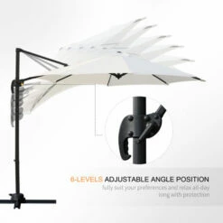Outsunny Cantilever Roma Parasol 360° Rotation W/ Hand Crank & Base, Cream White 6 Outsunny Cantilever Roma Parasol 360° Rotation W/ Hand Crank & Base, Cream White -Outsunny store 11679060 5