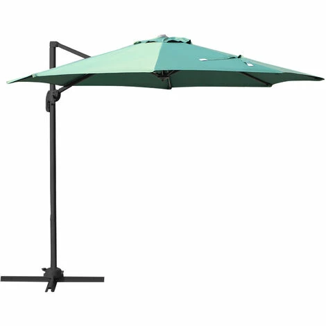 Outsunny Cantilever Roma Parasol 360° Rotation w/ Hand Crank & Base, Green Outsunny Cantilever Roma Parasol 360° Rotation W/ Hand Crank & Base, Green -Outsunny store 11679062 1