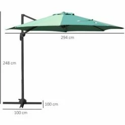 Outsunny Cantilever Roma Parasol 360° Rotation W/ Hand Crank & Base, Green 3 Outsunny Cantilever Roma Parasol 360° Rotation W/ Hand Crank & Base, Green -Outsunny store 11679062 2