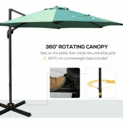 Outsunny Cantilever Roma Parasol 360° Rotation W/ Hand Crank & Base, Green 5 Outsunny Cantilever Roma Parasol 360° Rotation W/ Hand Crank & Base, Green -Outsunny store 11679062 4