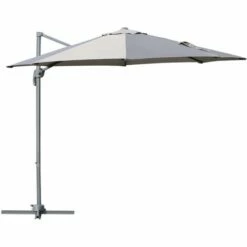 Outsunny Cantilever Roma Parasol 360° Rotation W/ Hand Crank & Base, Grey