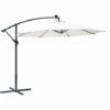 Outsunny 3(m) LED Patio Banana Umbrella Cantilever Parasol W/ Crank, Off-White -Outsunny store 11679071 1