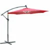 Outsunny 3(m) LED Patio Banana Umbrella Cantilever Parasol W/ Crank, Red -Outsunny store 11679074 1