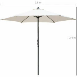 Alternative view of Outsunny 2.8m Patio Umbrella Parasol Outdoor Table Umbrella 6 Ribs Off-White