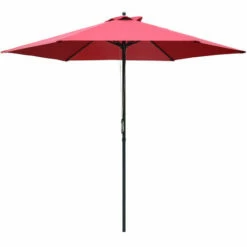 Outsunny 2.8m Patio Umbrella Parasol Outdoor Table Umbrella 6 Ribs Wine Red