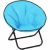 Outsunny Folding Saucer Moon Chair Oversized Padded Seat Round Oxford Blue 2 Outsunny Folding Saucer Moon Chair Oversized Padded Seat Round Oxford Blue -Outsunny store 11679158 1