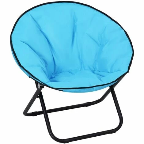 Outsunny Folding Saucer Moon Chair Oversized Padded Seat Round Oxford Blue 3 Outsunny Folding Saucer Moon Chair Oversized Padded Seat Round Oxford Blue