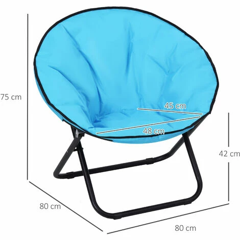 Outsunny Folding Saucer Moon Chair Oversized Padded Seat Round Oxford Blue 4 Outsunny Folding Saucer Moon Chair Oversized Padded Seat Round Oxford Blue - Image 2