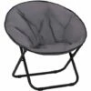 Outsunny Folding Saucer Moon Chair Oversized Padded Seat Round Oxford Grey 1 Outsunny Folding Saucer Moon Chair Oversized Padded Seat Round Oxford Grey -Outsunny store 11679162 1