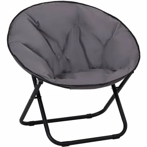 Outsunny Folding Saucer Moon Chair Oversized Padded Seat Round Oxford Grey Outsunny Folding Saucer Moon Chair Oversized Padded Seat Round Oxford Grey -Outsunny store 11679162 1