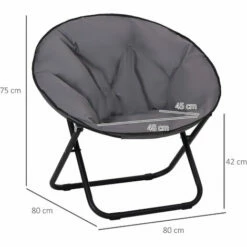 Outsunny Folding Saucer Moon Chair Oversized Padded Seat Round Oxford Grey 3 Outsunny Folding Saucer Moon Chair Oversized Padded Seat Round Oxford Grey -Outsunny store 11679162 2