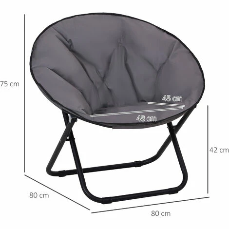 Outsunny Folding Saucer Moon Chair Oversized Padded Seat Round Oxford Grey Outsunny Folding Saucer Moon Chair Oversized Padded Seat Round Oxford Grey -Outsunny store 11679162 2