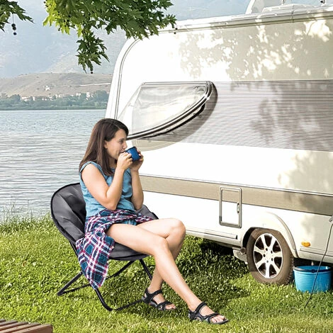 Outsunny Folding Saucer Moon Chair Oversized Padded Seat Round Oxford Grey Outsunny Folding Saucer Moon Chair Oversized Padded Seat Round Oxford Grey -Outsunny store 11679162 3