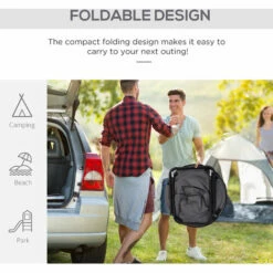 Outsunny Folding Saucer Moon Chair Oversized Padded Seat Round Oxford Grey 5 Outsunny Folding Saucer Moon Chair Oversized Padded Seat Round Oxford Grey -Outsunny store 11679162 4