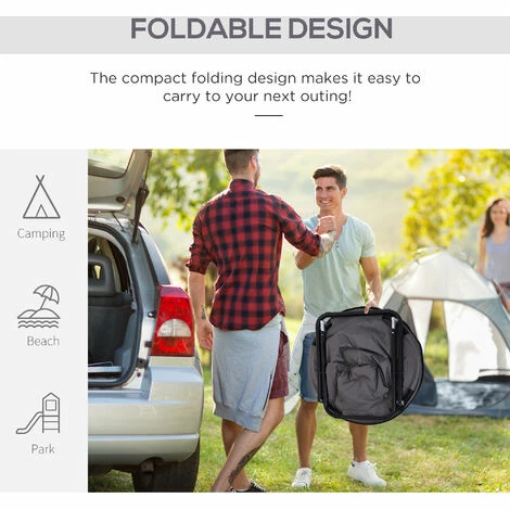 Outsunny Folding Saucer Moon Chair Oversized Padded Seat Round Oxford Grey Outsunny Folding Saucer Moon Chair Oversized Padded Seat Round Oxford Grey -Outsunny store 11679162 4