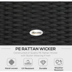 Outsunny 4Pcs Rattan Sofa Set Garden Furniture Set With Armrest Cushions Black -Outsunny store 11679177 4