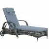Outsunny Adjustable Wicker Rattan Sun Lounger Recliner Chair W/ Cushion Grey -Outsunny store 11679181 1